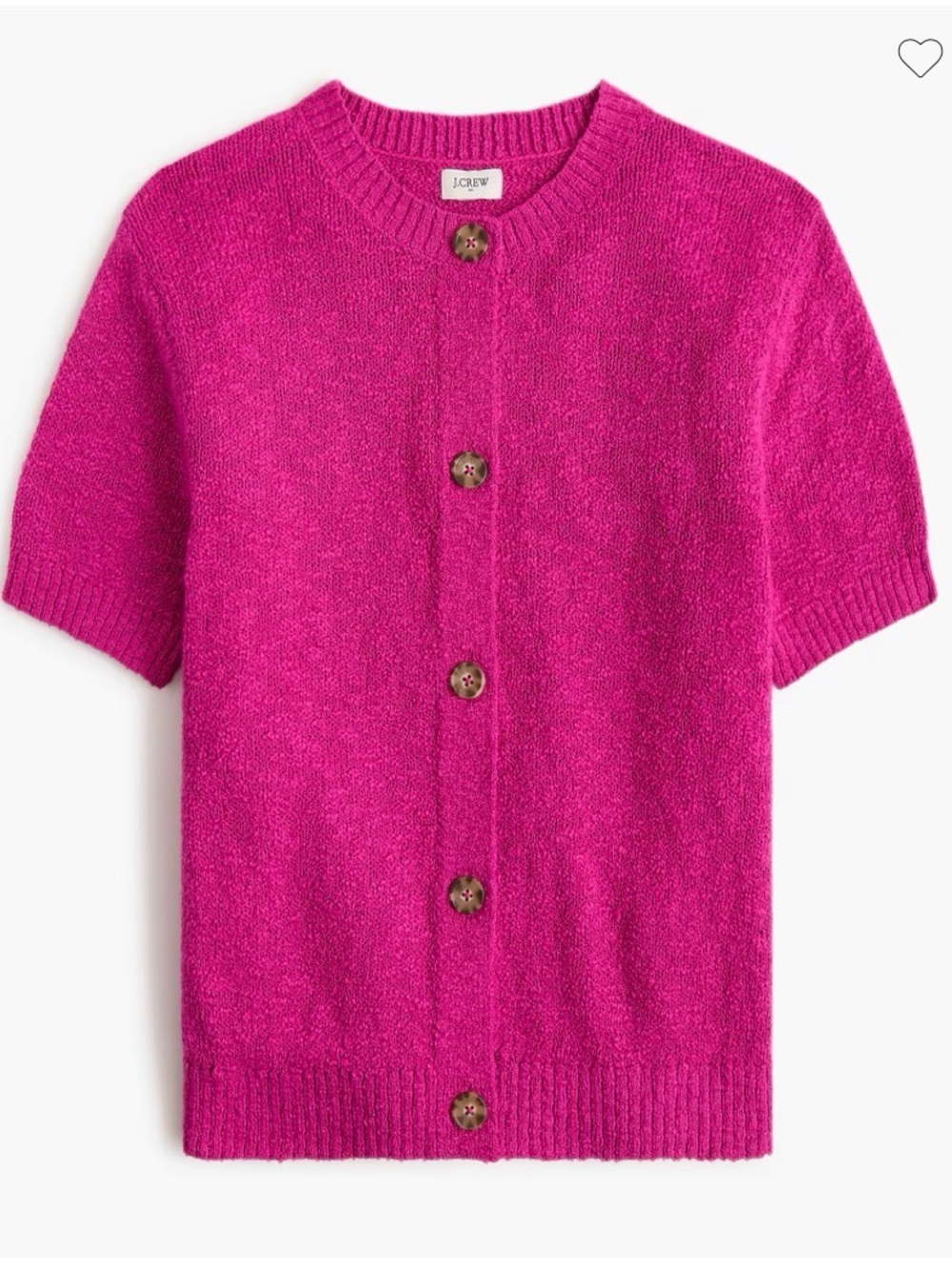 J. Crew Short-Sleeve Button Cardigan - Fuchsia
